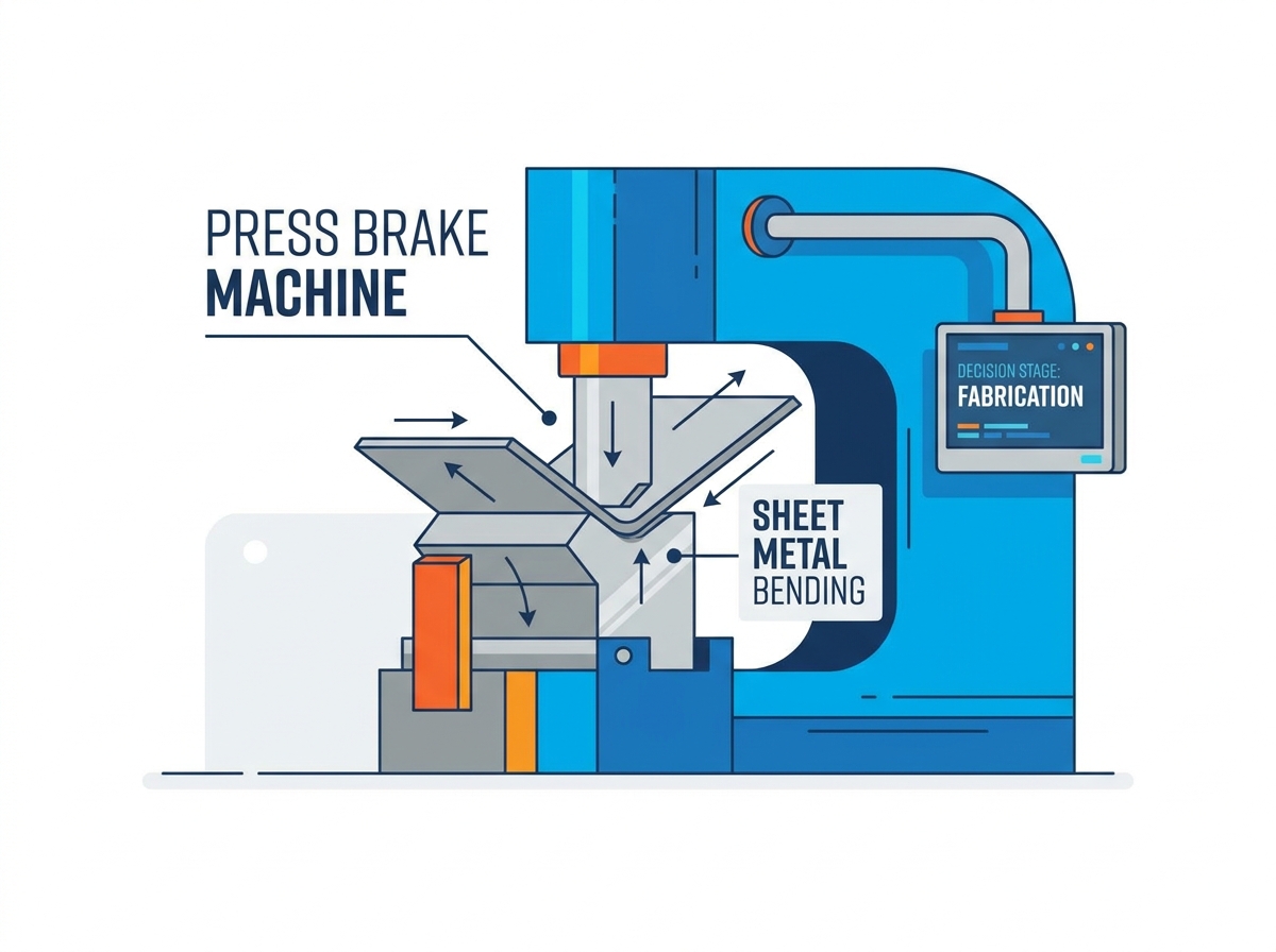 Modern press brake machine in a fabrication shop